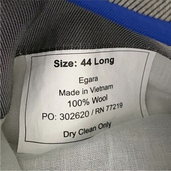 Egara‎ Sport Coat Mens Gray Wool Blazer Suit Jacket Slim Fit 44L (BR) - Picture 6 of 6